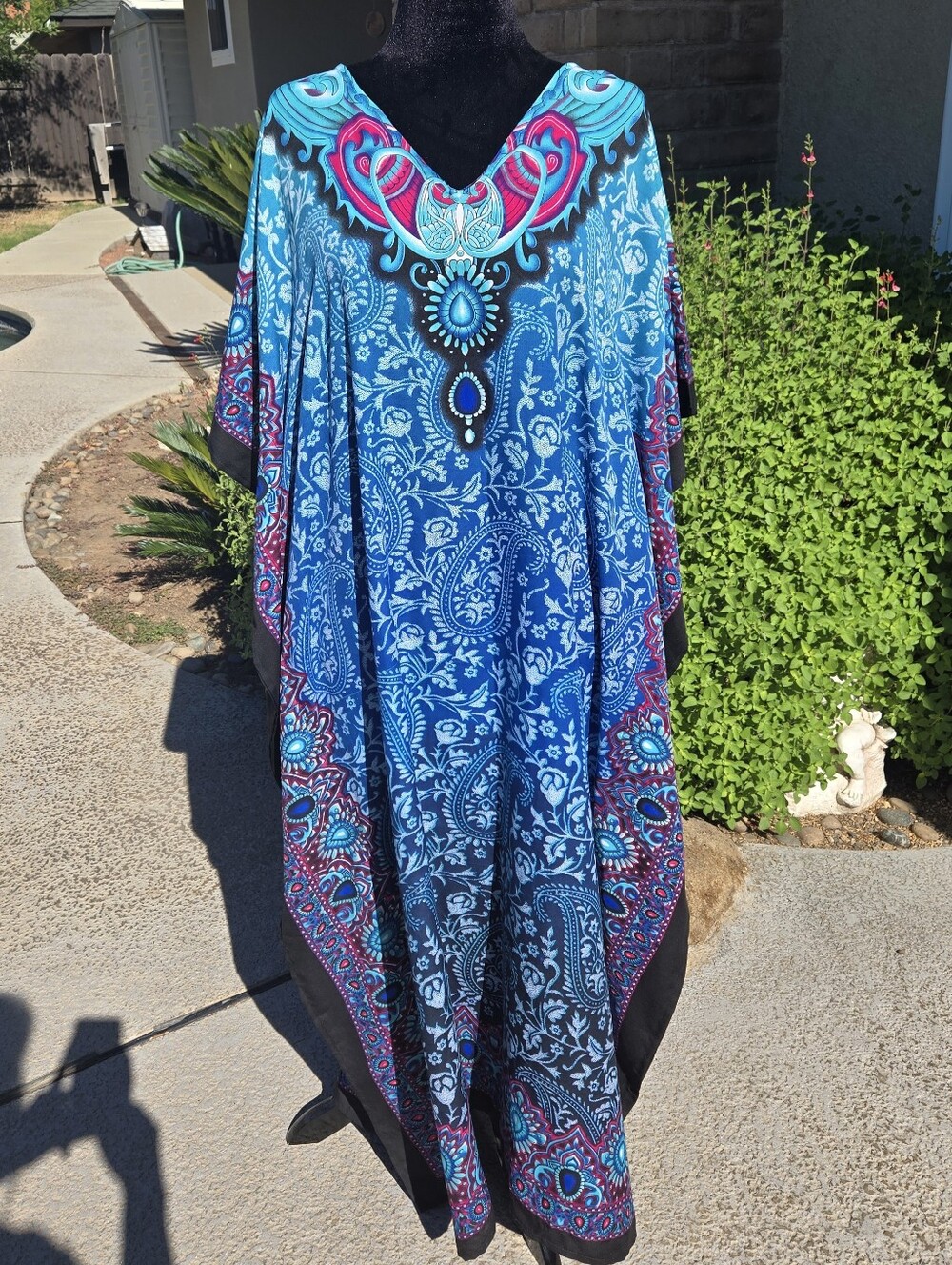 Kaftan Maxi Dress V Neck Swimsuit Coverup π NWT - Picture 3 of 13